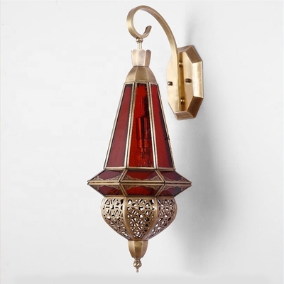 Good price Arabic Style Stained Copper Glass Wall Lights With Switch Control online