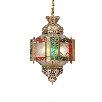 Good price Glass Shade Moroccan Style Vintage Copper Chandelier For Coffee Hotel Ceiling online