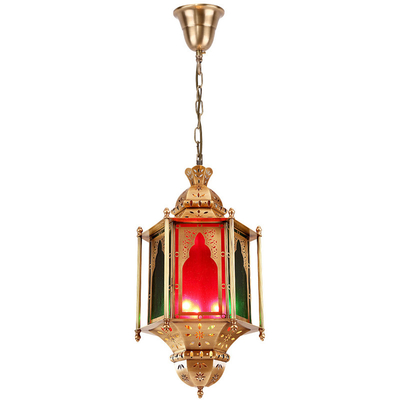 Good price Stained Glass Antique Copper Lantern With Warm White Color Temperature online