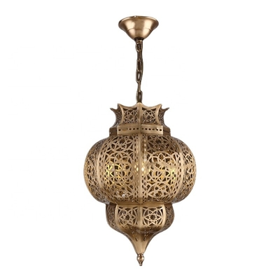 quality Middle Hollow Carving Gold Lantern Chandelier With Switch Control factory