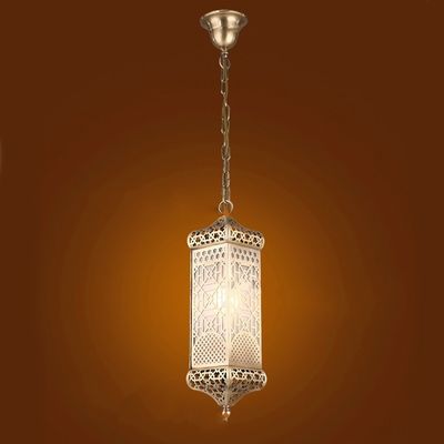 Buon prezzo American Modern Village Retro Personality Copper Glass Chandelier con luce LED bianca calda 3500K e materiale in stile musulmano in linea