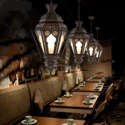 Хорошая цена Arab Style Pendant Light with E27*3 No Light Source and E12/Candelabra Bulb Base for 6 Lights Vintage Lantern Chandelier онлайн