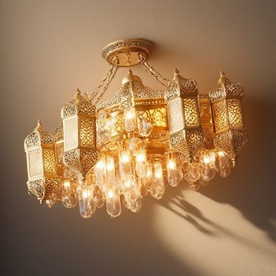 Bon prix Lustre vintage en cuivre avec lumières E27 E14 à intensité variable en ligne