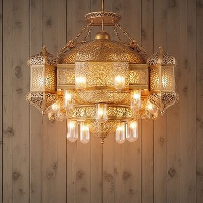 Buon prezzo Lampadario vintage rame a 6 luci con lampadine E27 E14 dimmerabili in linea