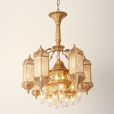 Buen precio Lámpara de araña vintage de cobre con 6 luces, regulable, bombillas E27 E14 en línea