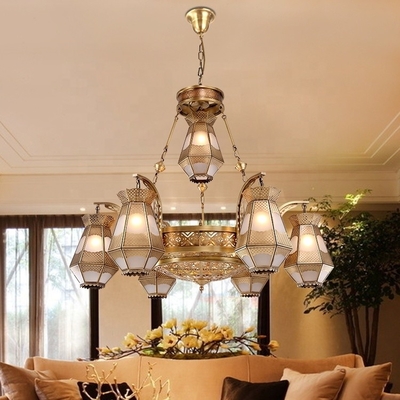 Bom preço Grande candelabro de ouro de latão de cobre antigo para igreja Villa luxo iluminação decorativa on-line