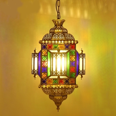 Good price Southeast Asia Market Copper Chandelier with Stained Glass Dimmer Support 5 KG Weight Retro Arab Muslim Style online