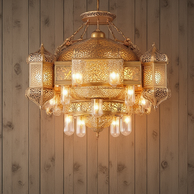 Good price 6-Light Vintage Copper Chandelier with Dimmable E27 E14 Bulbs online