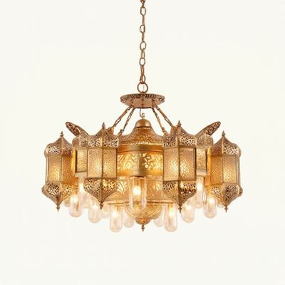 Buen precio Lámpara de araña vintage de cobre con 6 luces regulables E27 E14 en línea